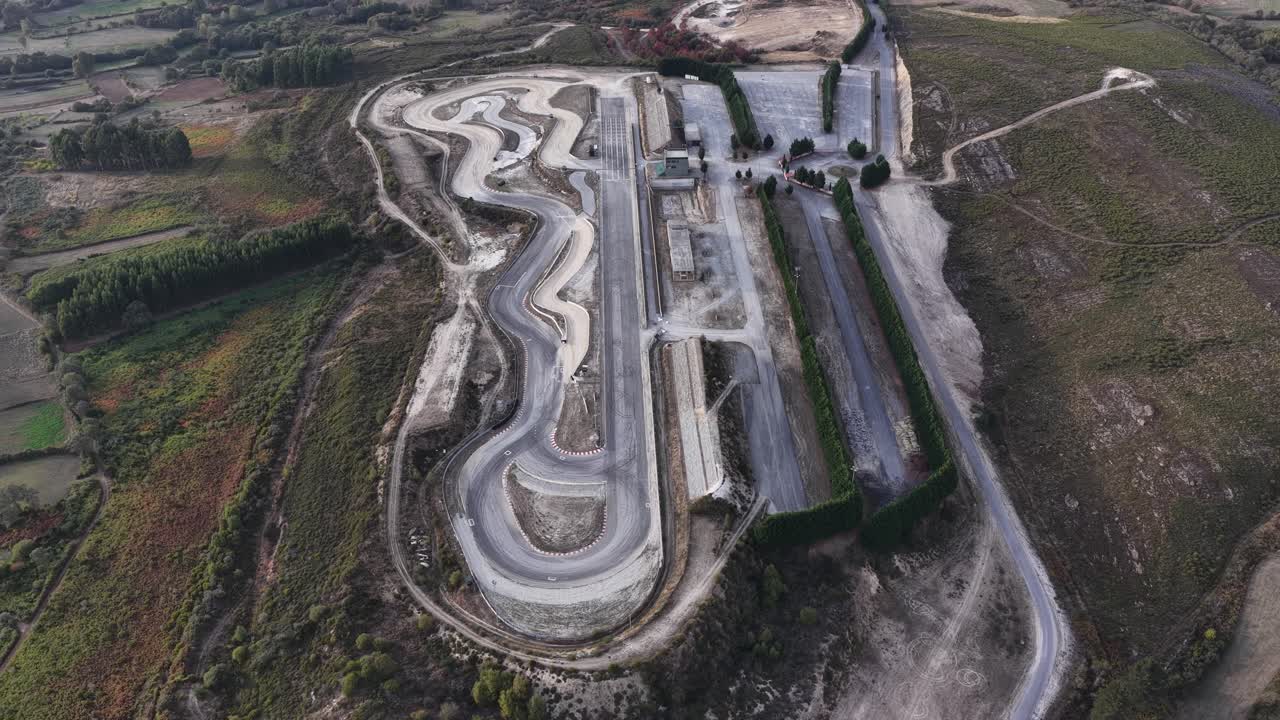Race track without cars on a cloudy day