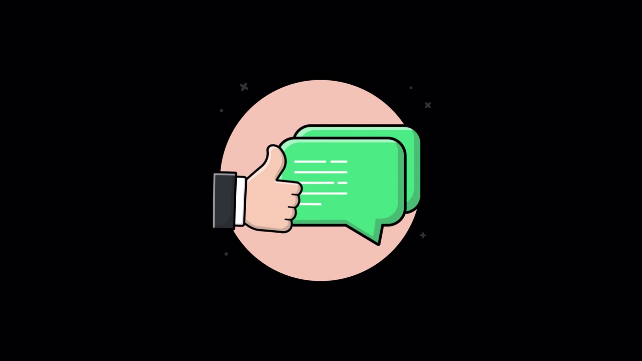 Animated Thumbs Up Hand with Speech Bubbles Icon