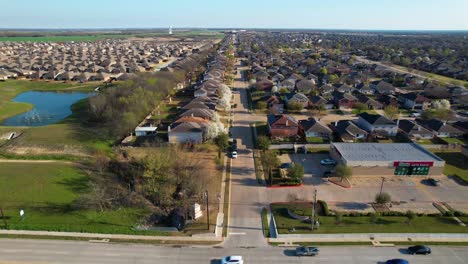 aerial footage flying over neighborhood in anna texas