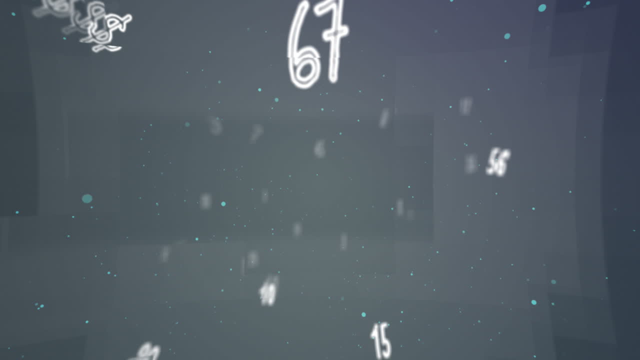 animación digital de alfabetos y números aleatorios que se mueven y cambian contra un fondo gris