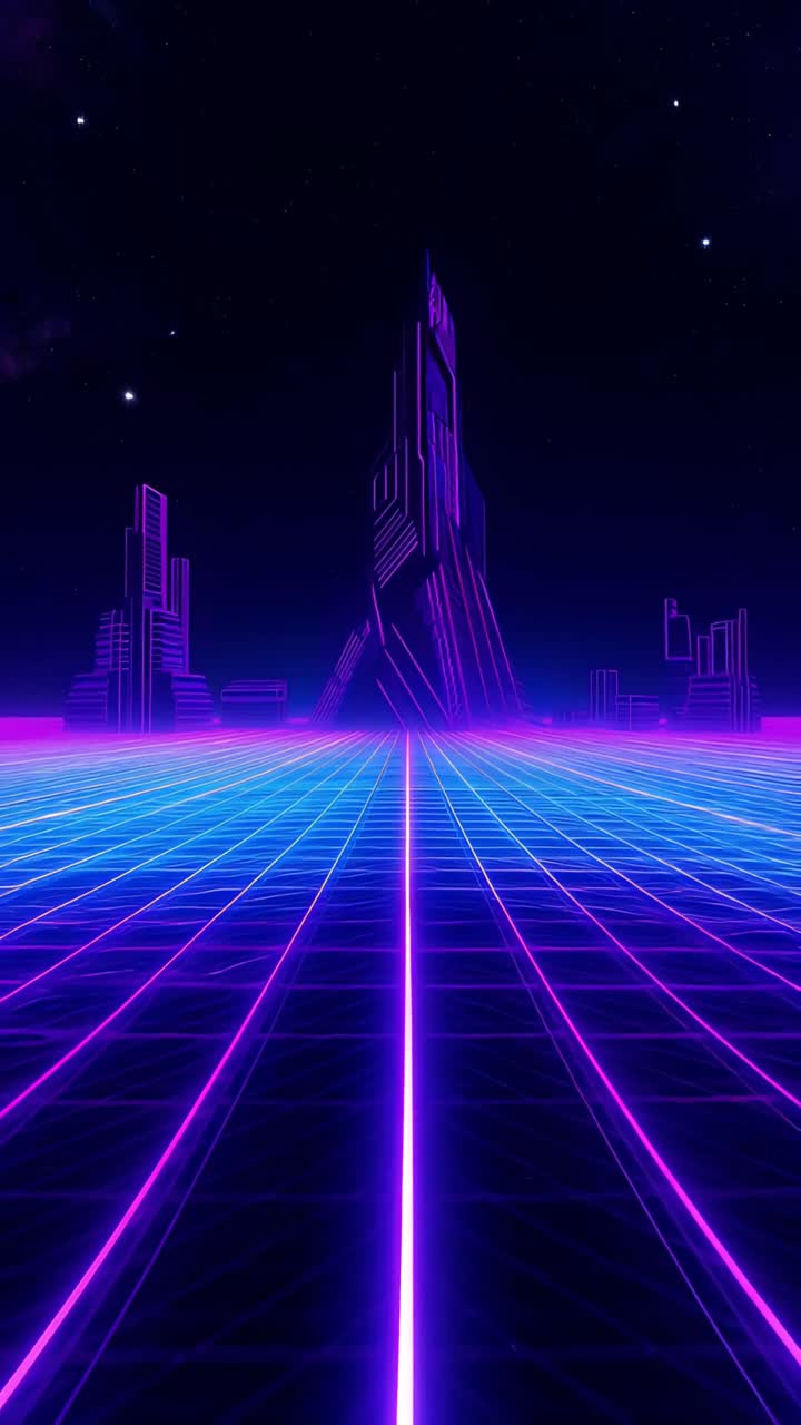 Retro-futuristico Sci-Fi Retrowave Griglia Neon 4K