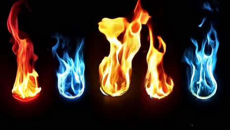 a group of fire flames on a black background