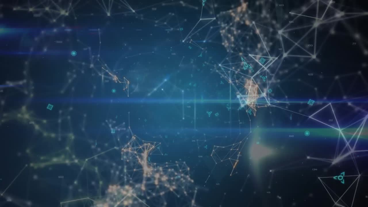 iconos de perfil y líneas asimétricas con símbolos futuristas