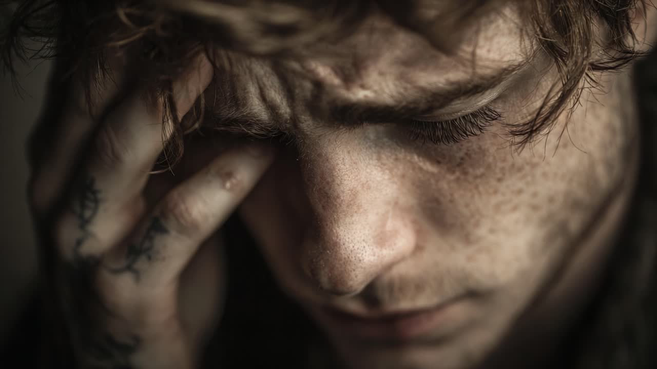 An Intimate Portrait of Emotional Turmoil: Capturing the Raw Depth of Inner Struggles and Pain Through Intense Expressions and Vulnerable Moments