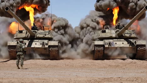 military tanks in training exercise