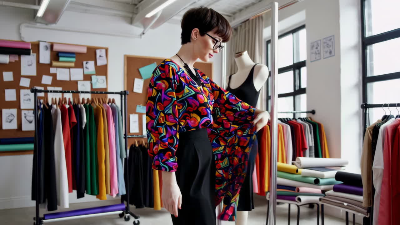 diseñador de moda que trabaja en estudio