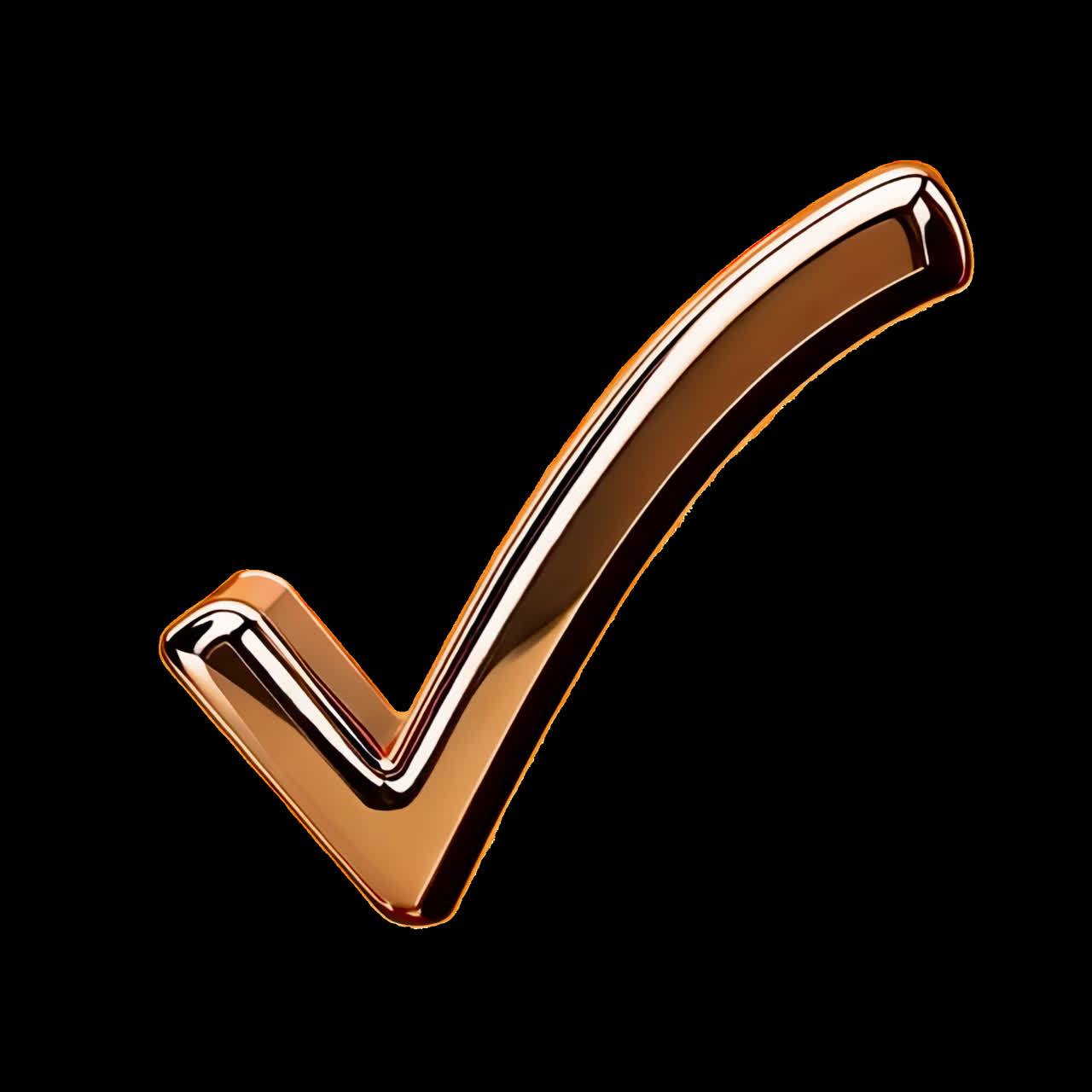 Glossy metallic checkmark symbol animation isolated asset, transparent 4K video, alpha channel