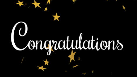 animation of congratulations text and stars on black background