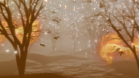 Animation-of-falling-light-spots-over-trees