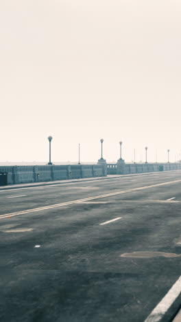 empty bridge in fog