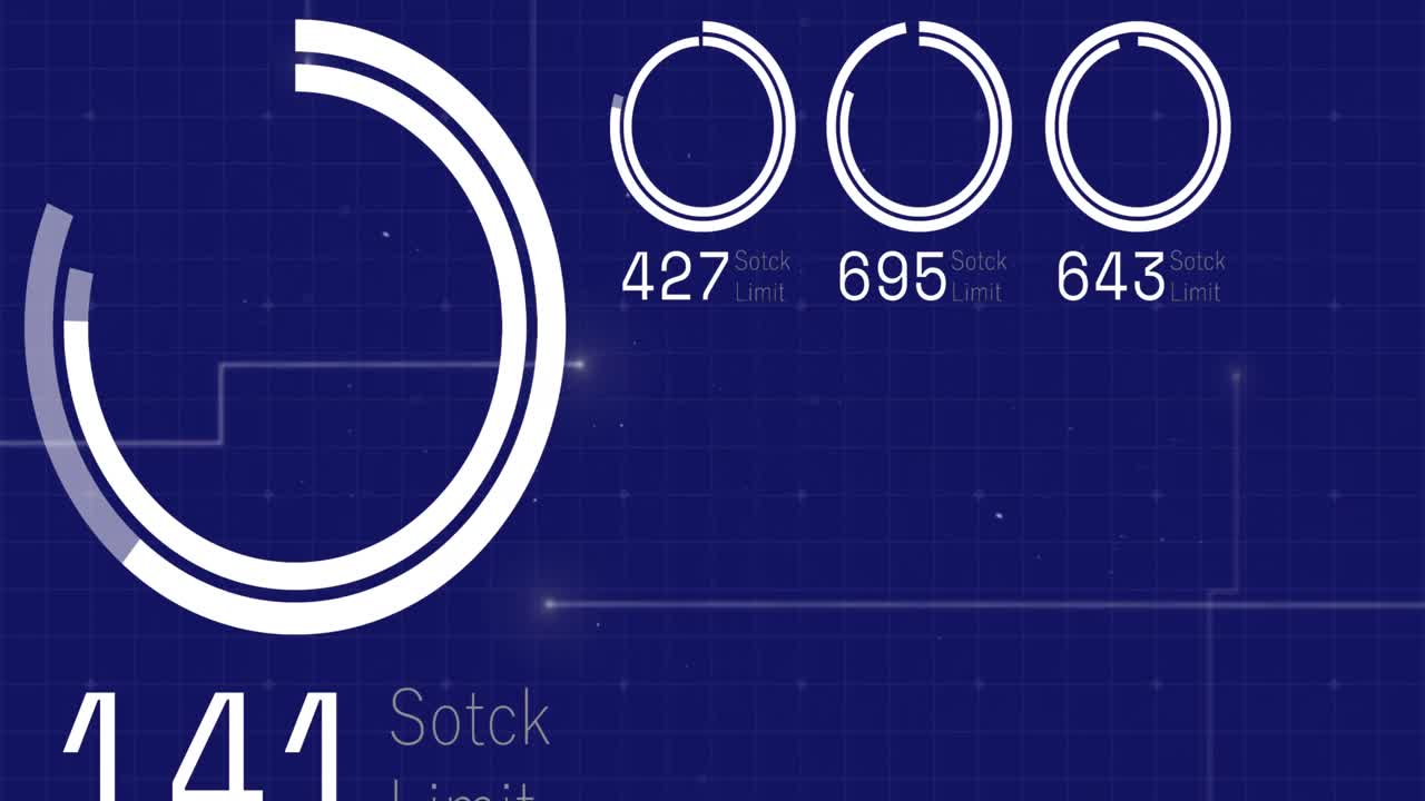 파란색 배경에 움직이는 빛의 흔적에 대한 데이터 처리 인터페이스의 애니메이션