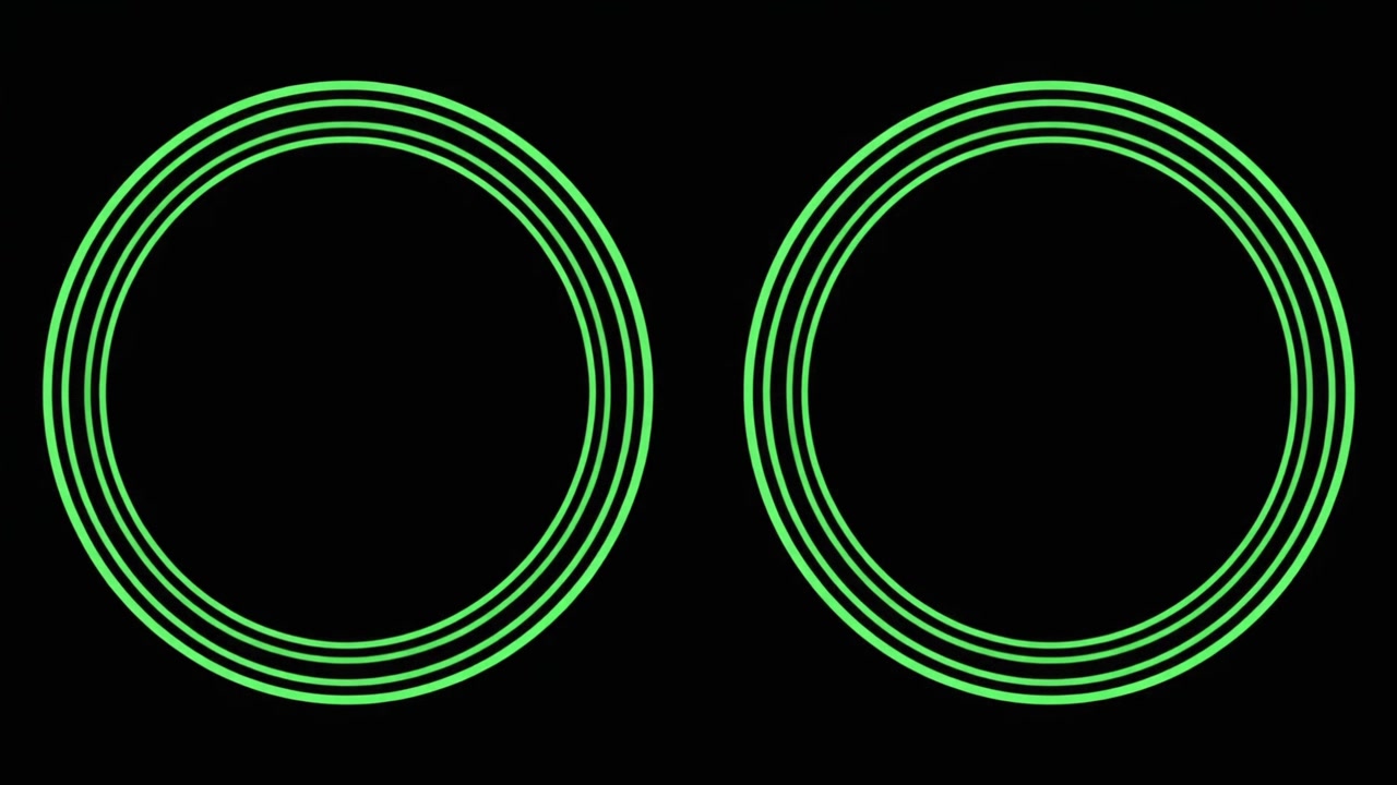 Abstrakt animering av pulserande neongröna koncentriska cirklar.