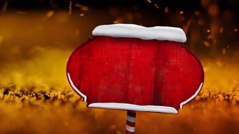 animación de la etiqueta roja sobre el brillo dorado que cae