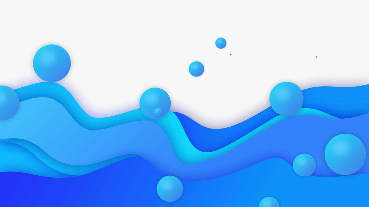 Animation Blue abstract gradient liquid loop background balls, hatching shape elements.
