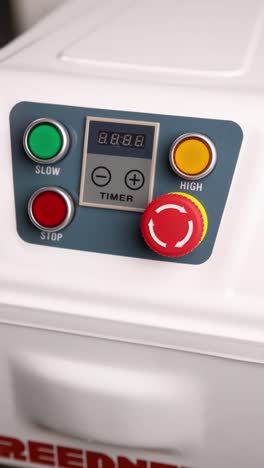 close-up view of a food processor control panel