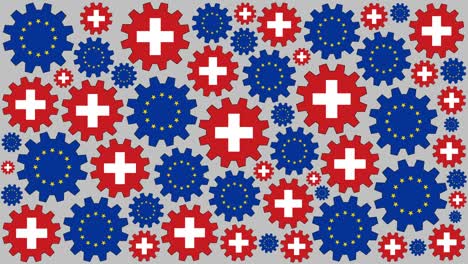 las banderas europeas y suizas girando en el fondo