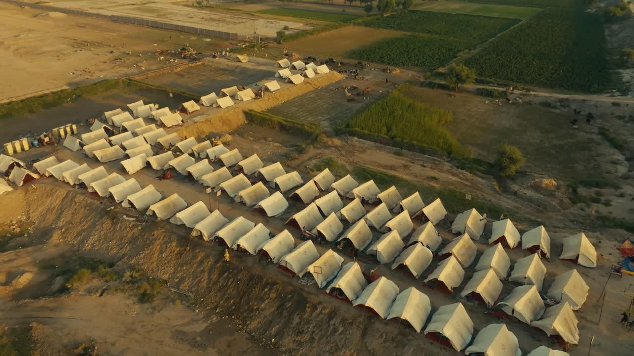 Aerial View of a Tent City