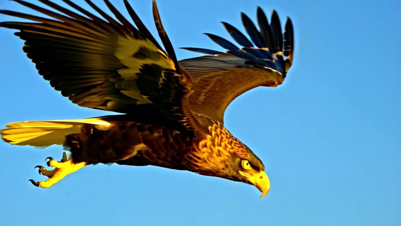 Majestic Eagle in Flight against a Blue Sky