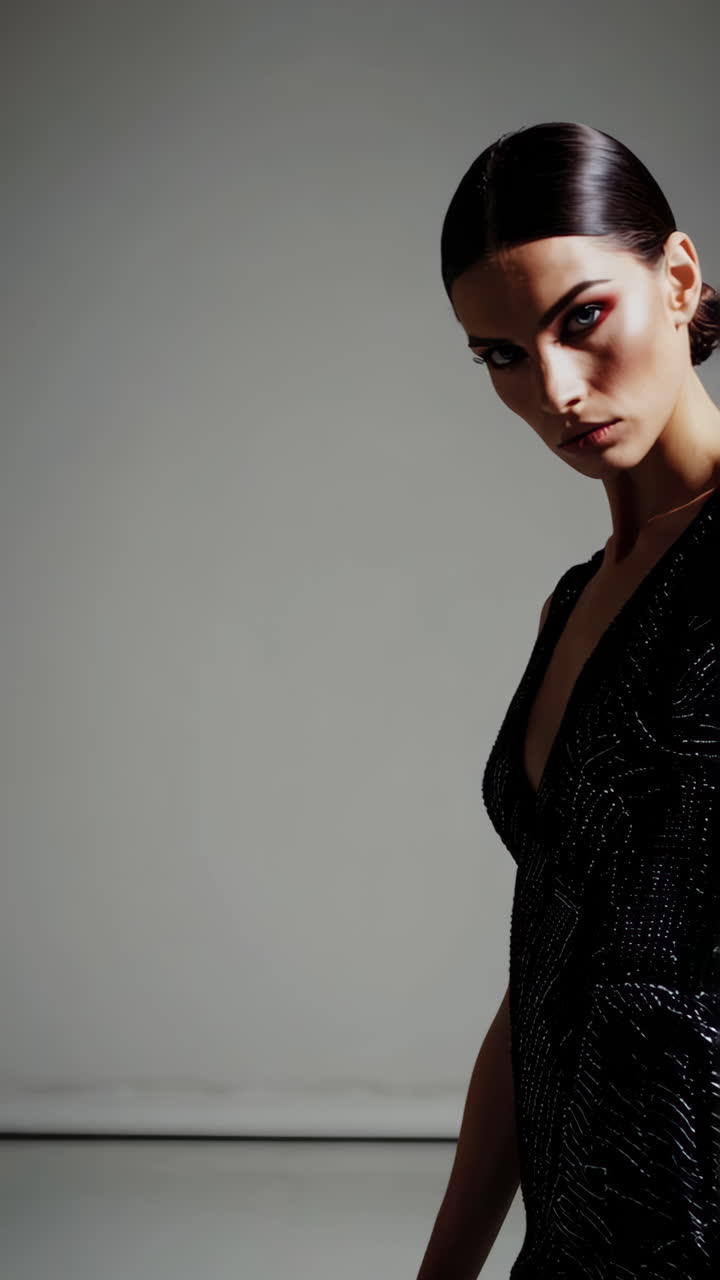 mujer con vestido negro