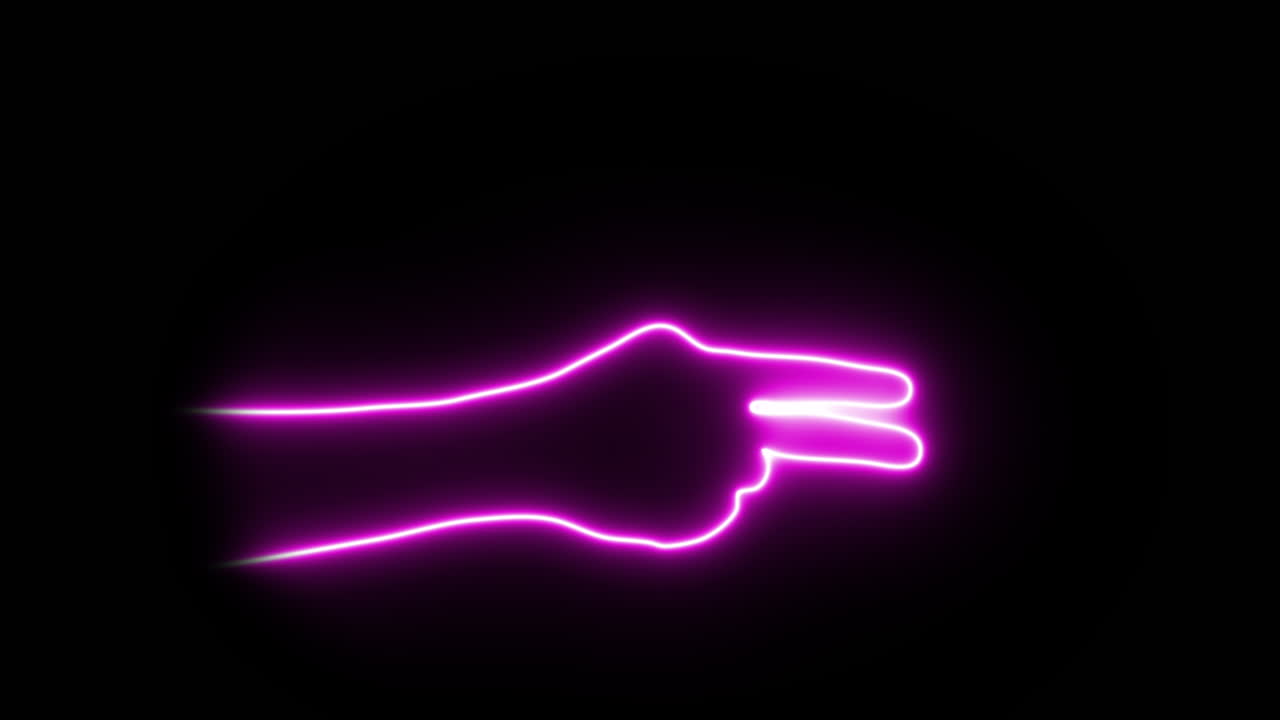 luz de neón de color rosa gestos de la mano y cuenta hasta cinco