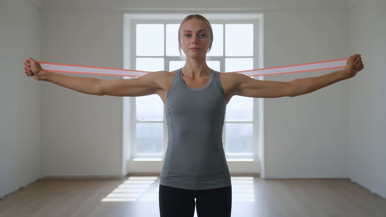 mujer haciendo ejercicio con banda de resistencia