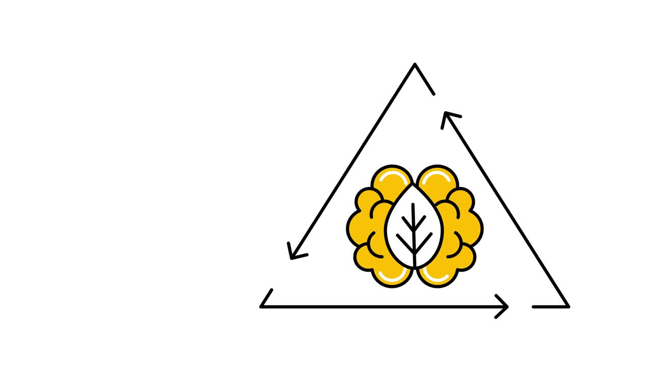 4k video of cartoon leaf and recycle icons.