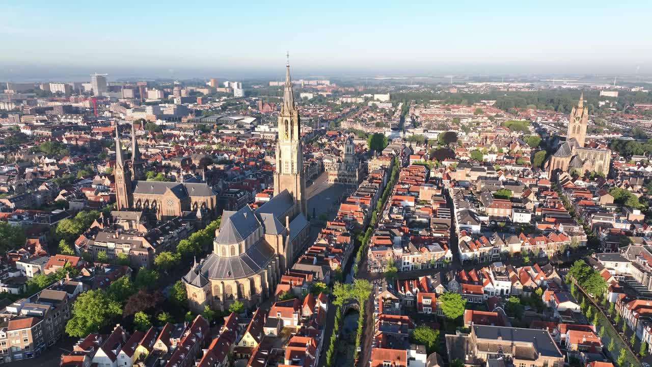 Aerial View of Delft, Netherlands