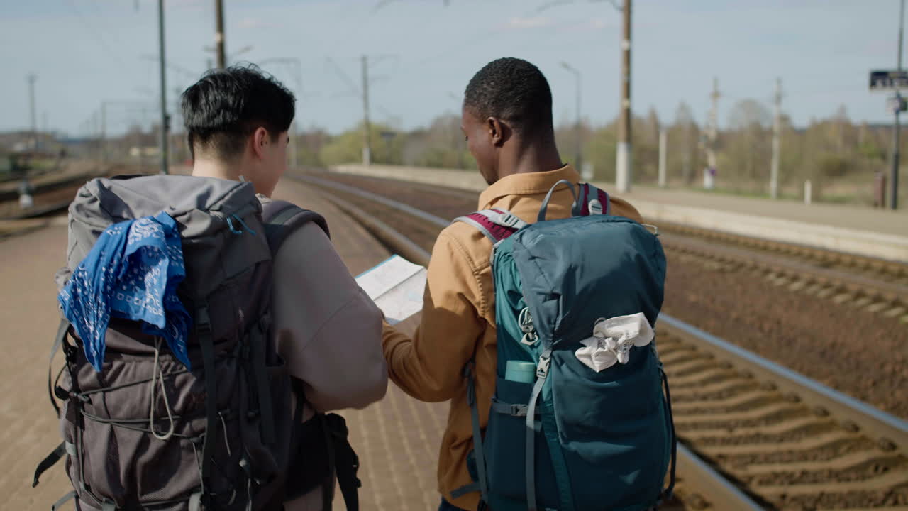 Friends looking the map