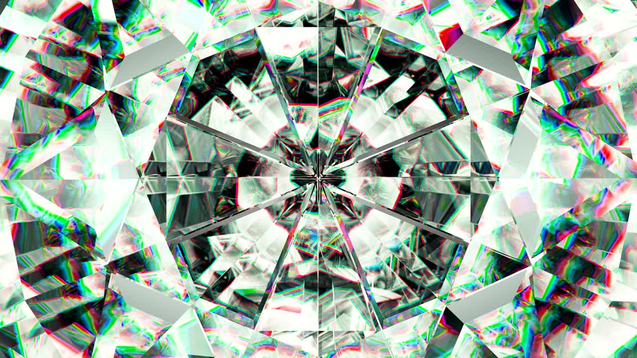 un diamante brillante que gira en un bucle sin costuras. caleidoscopio