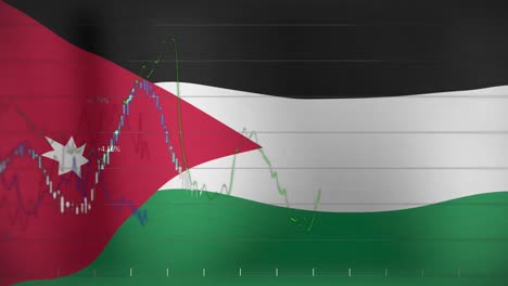 Animation-of-data-processing-over-flag-of-jordan