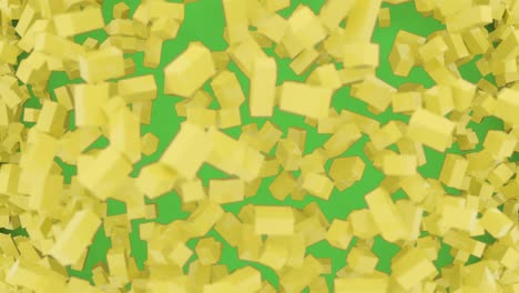 abstract 3d explosión polígono amarillo formas de animación con pantalla verde. 4k computadora de renderización de imágenes de bucle.