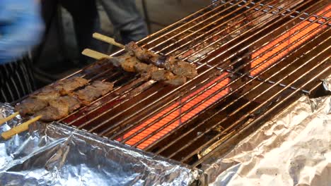 pov to the grilled beef in japanese-korean style.