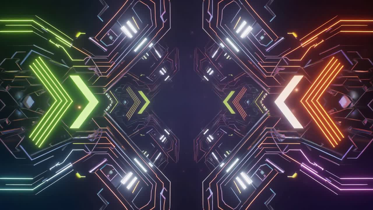Motivo Astratto in Movimento di Circuito Stampato al Neon