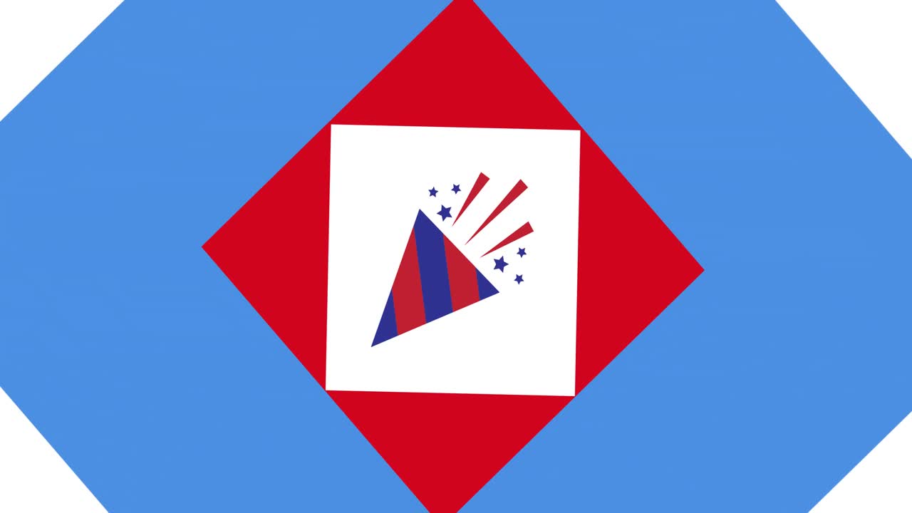 빨간색,  ⁇ 색 및 파란색 미국  ⁇ 발 색상에 불꽃놀이 코너의 애니메이션