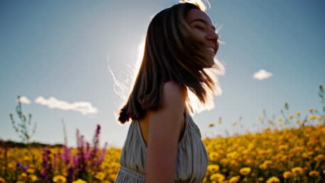 happy woman in a field
