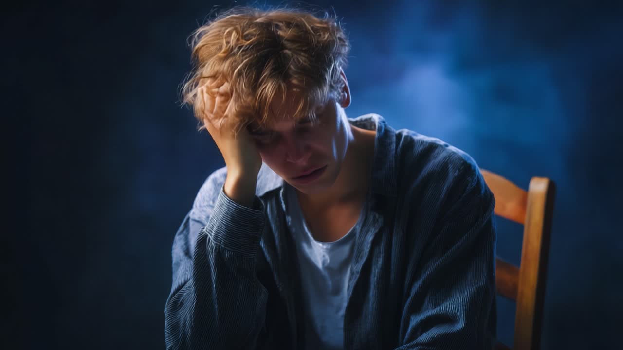 Emotional Transformation: A Young Man's Journey Through Struggles and Reflection Captured in Two Powerful Frames
