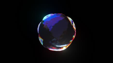 abstract liquid dark sphere with rainbow reflections looped animation