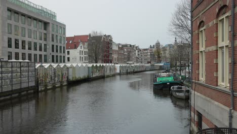 canal o río con barcos y barcos en ámsterdam