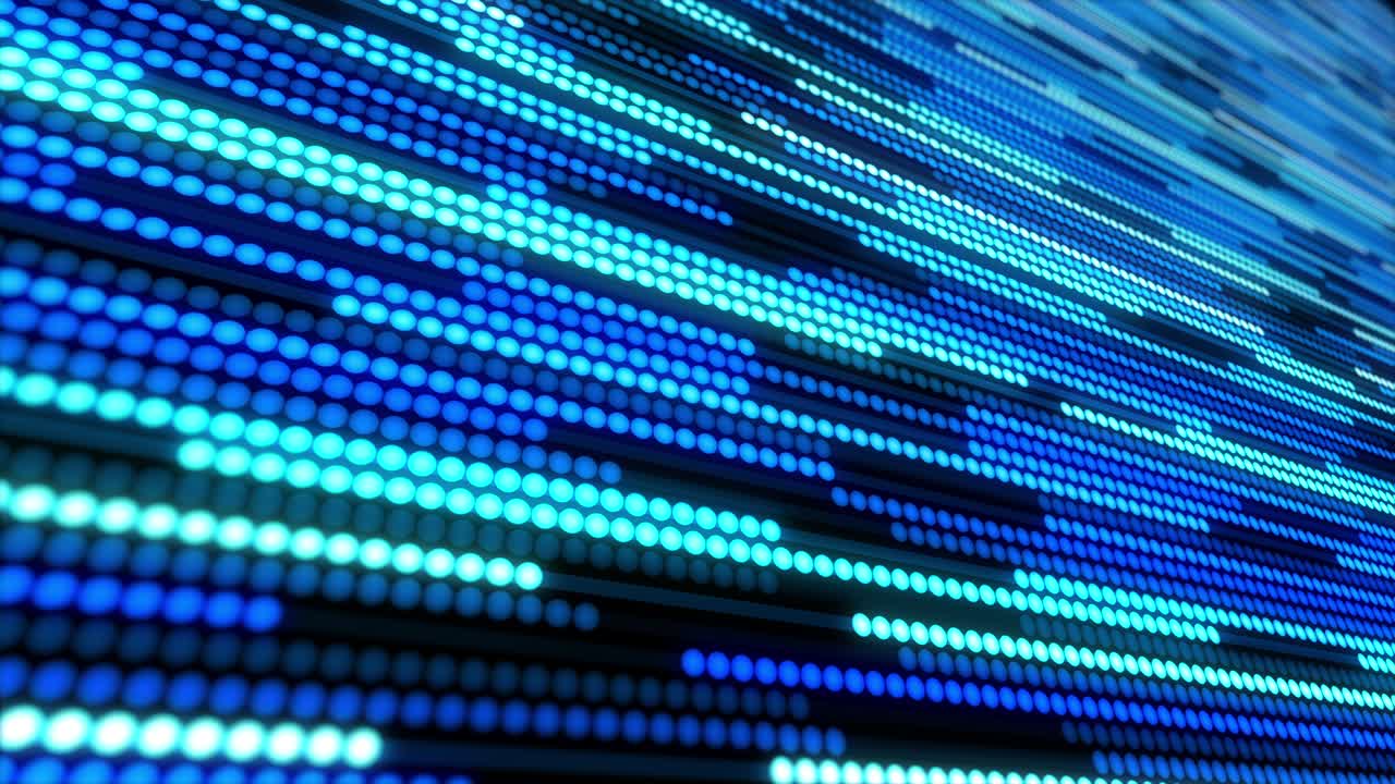 Sfondo astratto. Motivo di linee 3D digitali colorate al neon viola.