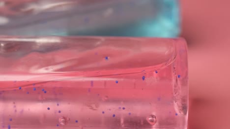 close-up of hand sanitizer bottles