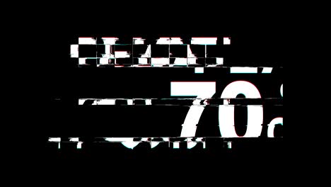 flat 70% percent off glitch effect text digital tv distortion 4k loop animation