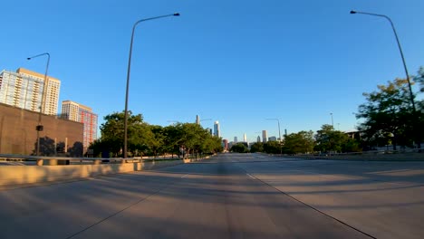 pov driving downtown city chicago timelapse