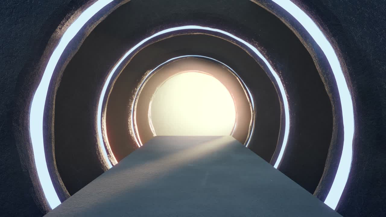 빈 바닥의 쇼의 추상적인 인테리어 애니메이션.