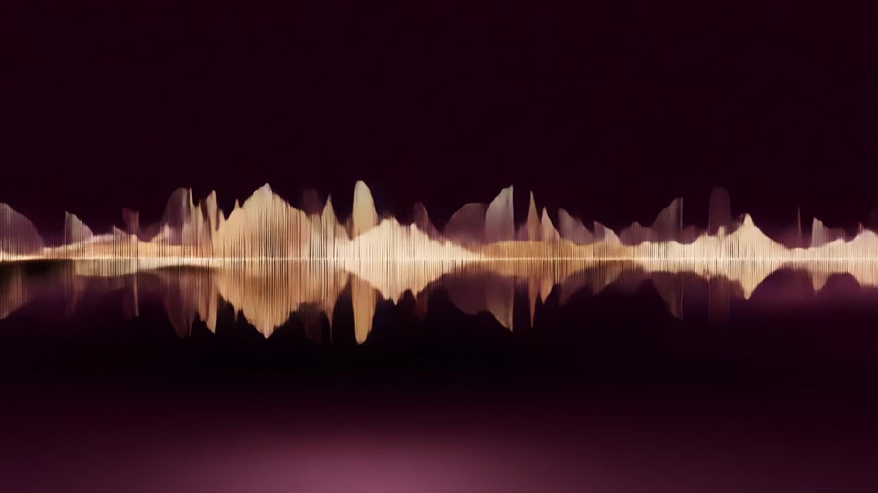 Captivating Audio Visualization: A Stunning Representation of Sound Waves Reflecting in Elegant Patterns Against a Deep Purple Background
