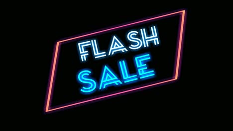 flash sale neon sign text digital animation in rectangle border