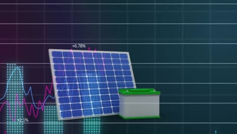 animación de estadísticas y procesamiento de datos financieros con paneles solares