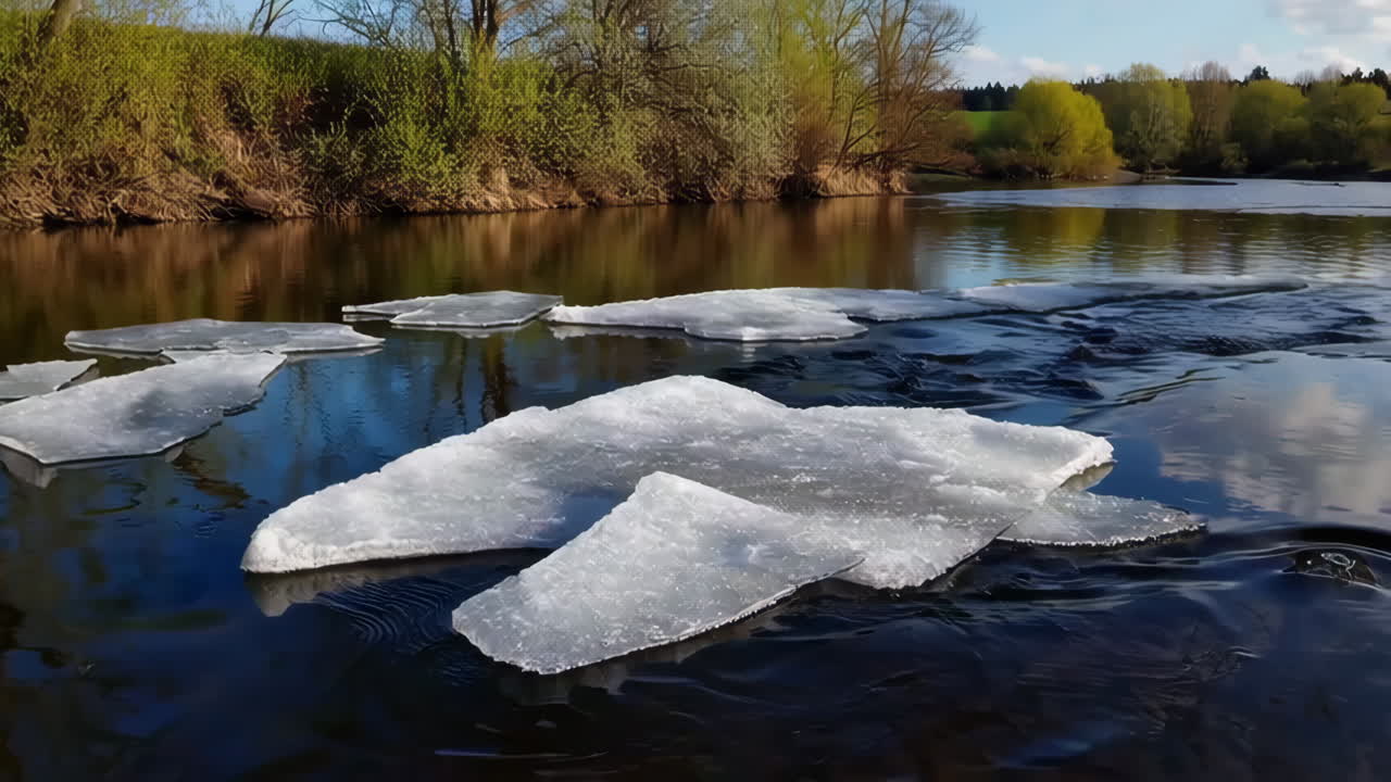 Melting Ice on a Spring River