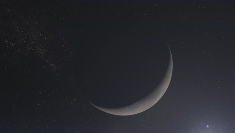 crescent moon in the night sky