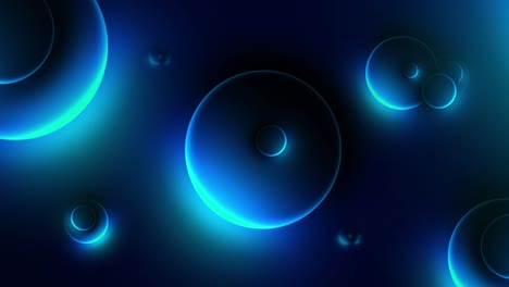 three dimensional blue floating circle bubbles spheres