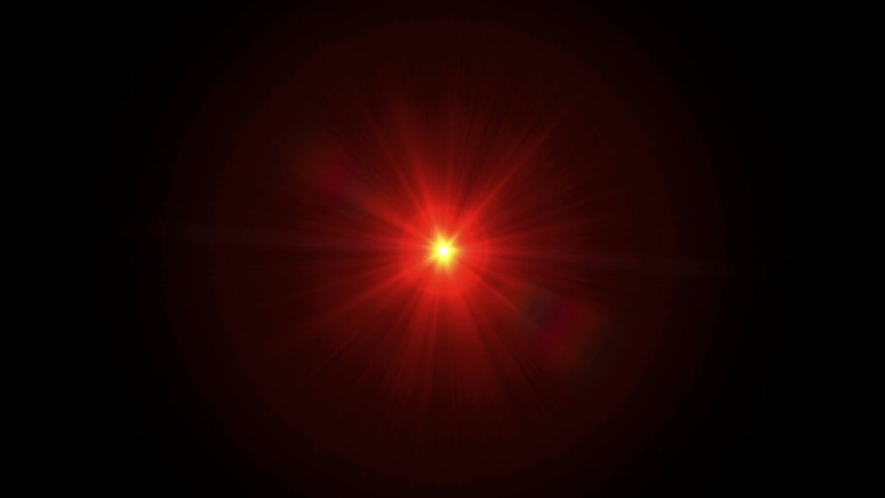 aislamiento realista del destello de la lente de luz roja sobre un fondo negro.